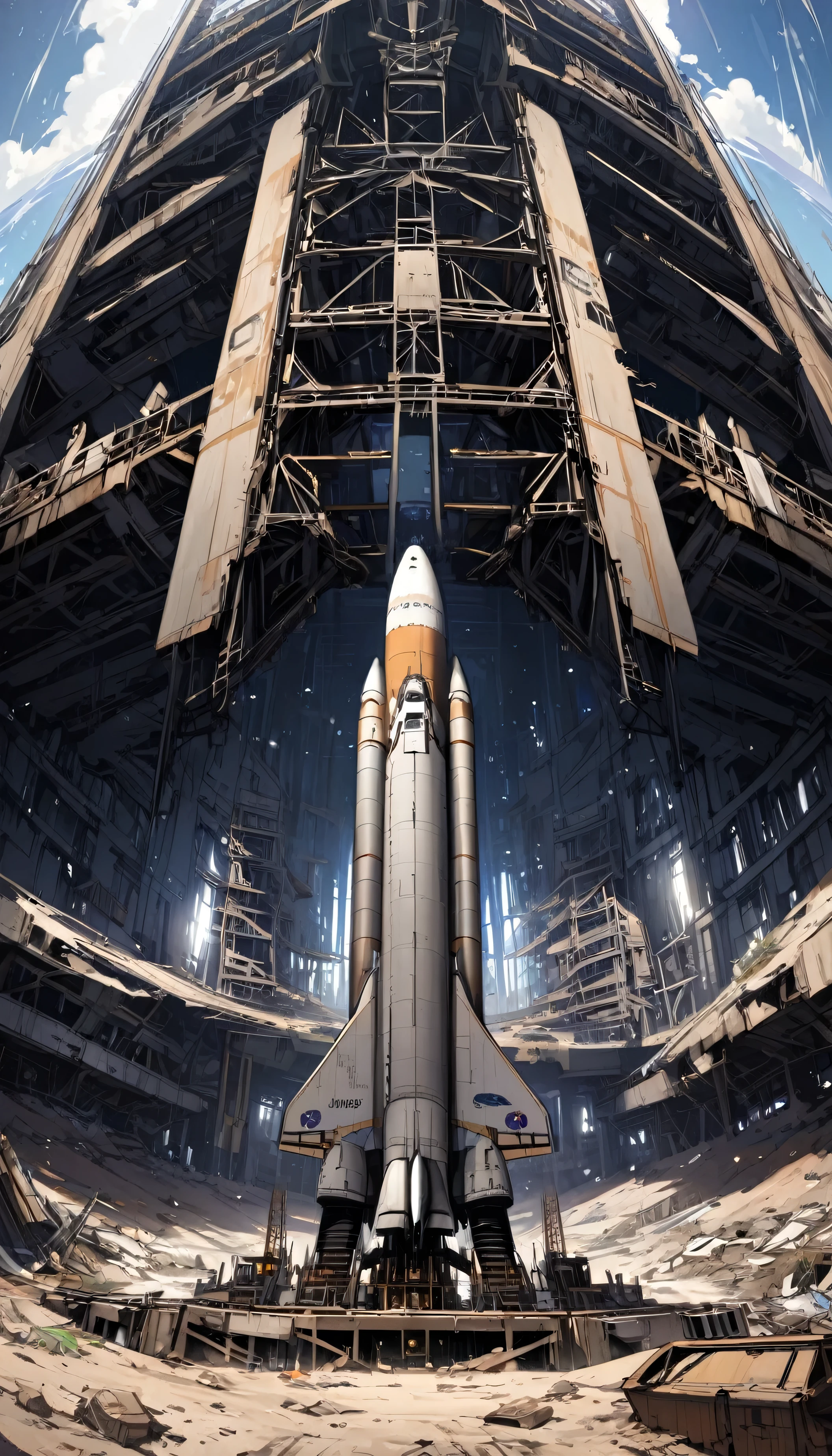 Abandoned rocket launch site 1000 years after human extinction、space shuttle