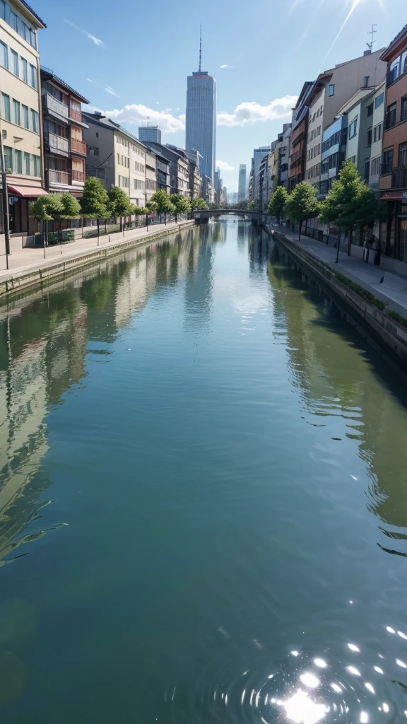 Highest quality, Very detailedな, Highest quality, Very detailed, beautiful, 8k,
Reflective Water, City Street, blue sky,Shinobu Kocho, famon slayer,