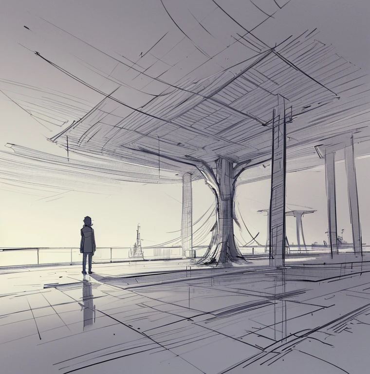 a man and a woman standing next to each other a bikini girl down a street, rough abstract sketch, sketch of a lucid dream, rough sketch, scribble sketch, detailed but rough, old sketch, impressionist drawing, sketched 4k, drawn with photoshop, black ink rough sketch, inspired by Matthijs Maris, line sketch, loosely drawn, A black and white sketch of a landscape featuring two large, abstractly drawn trees, a body of water, and several rectangular structures. There are indistinct, looped lines possibly representing clouds in the sky. The sketch is rough with visible, overlapping lines creating an overall impressionistic scene, sketch of an ocean in ms paint, scribble sketch, sketch of oculus rift, black ink rough sketch, quick sketch, sketchy expressive linework, abstract sketches, sketched 4k, concept sketch, scribbled, weird scribbles, inspired by Jakob Gauermann, concept art sketch, inspired by Frank Auerbach, drawn in microsoft paint, concept drawing