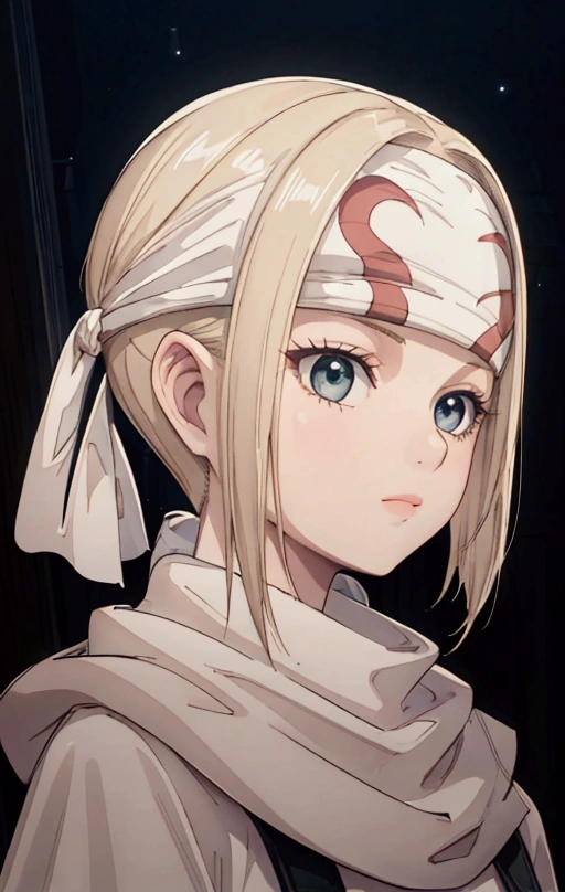 masterpiece), best quality, high resolution blonde 1girl bob cut medium hair standing alone cowl headband profile image looking at viewer beautiful eyes beautiful face extremely detailed