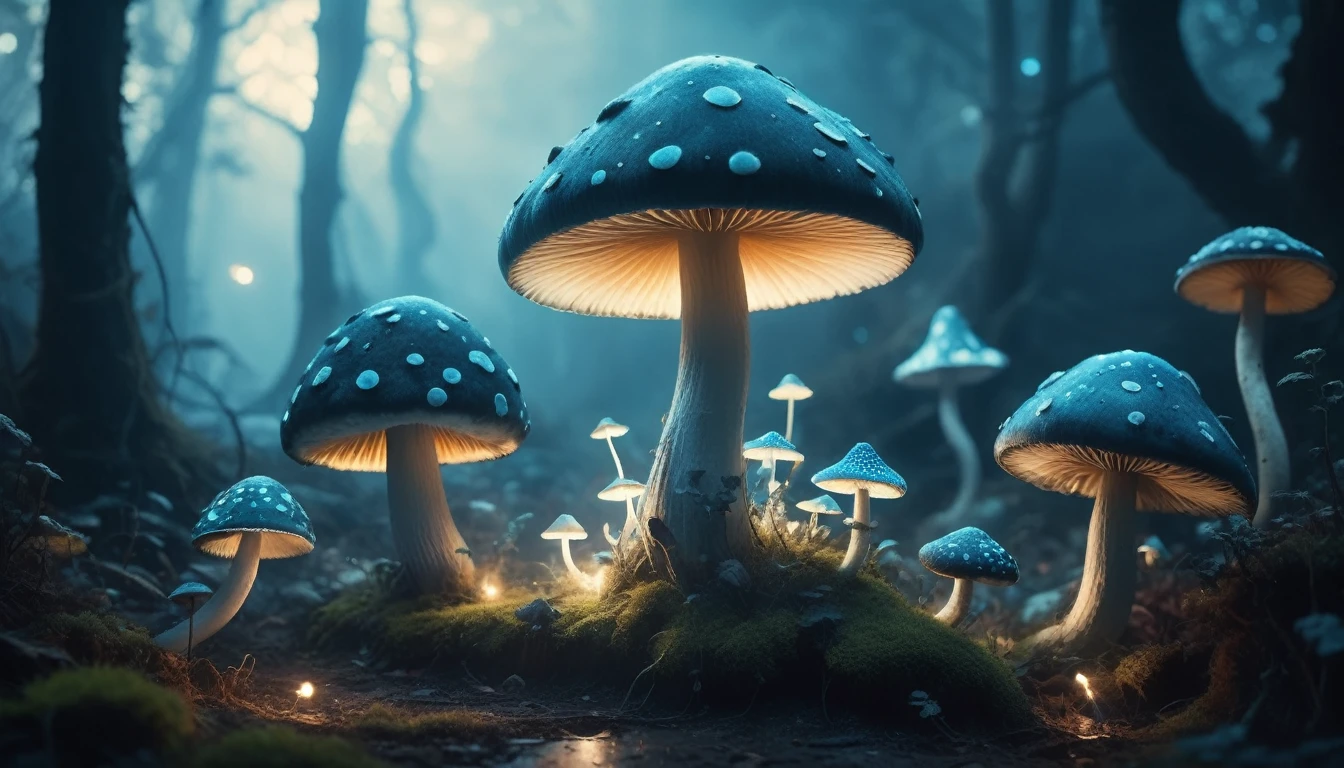 The main color is black.1book mushroom、((As the mushroom approaches the ground, Transforms into strangely shaped and terrifying smoke)).、.、Mesmerizing surreal movie stills of Alice in Wonderland, magical dreamland bokeh background, A fascinating and eerie fantasy world, Illuminates dark shooting scenes with fantastic light。, Otherworldly elements of a familiar story, ether wonderland, mystic atmosphere, Dark magic and dark fantasy realism aesthetics, (translucent bioluminescent material)、((Born in another world、A strangely shaped poisonous mushroom that emits bewitching smoke..,)) Ultra-realistic, (Voronoi pattern, depth of fields, (swirly bokeh:1.275), (Kodak Portra 400:0.875) :1.15), (Realistic and complex futuristic background, Lots of futuristic cooking utensils:1., (Turbulent Toxic Vapor:1.2, Magnificent surrealism, Blue lighting, low key light:1.1), Notable masterpieces, celestial, Ethereal, epicd, Magical Light Flare, Natural, soft dreamy lighting, ((Warm Yellow and Deep Carbon:0.7), (Cinematic Look:1.15):1.15)