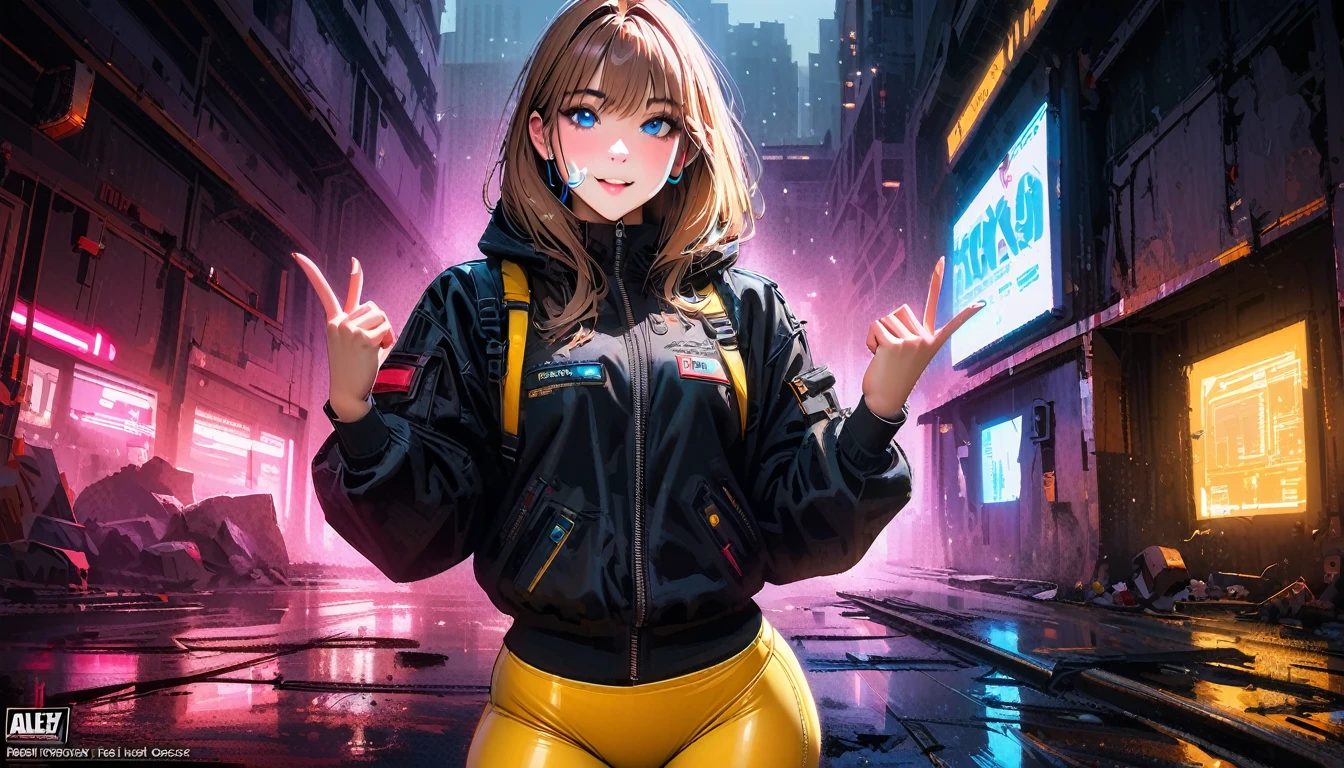 ((​masterpiece: 1.4), (8k, Realist, Rohfoto, die beste Qualität: 1.4), expressive eyes, perfect face, High resolution, 1 girl, alone, (sigh:1.4) ,(d.e (Lied Hana) Lied Hana :1.4), by far, At the chestnut, (headphones:1.4) ,(Latex pilot suit:1.4), Moustache stains, shoulder pad, blue monkey, Ribbed Bodysuit, animal footprint, Clothing writing, long sleeve, White gloves, smiling, standing upright, tiro de equero, look at the viewer, score_9, score_8_highly, score_7_highly, score_6_highly, Evaluation_explicitly, 1 girl, ((18 year old:1.2)), adult, full lips, big clear eyes, light blue eyes, ((blond hair:1)), (Fell, nice hair: 1.2),(Lied Hana:1.4), (d.e (Lied Hana) Lied Hana V2.1), (background laboratory industry chemical robotics :1.4),(Background of the motorcycle workshop:1.4),, (perfect anatomy), (perfect hands detailed :1.4),( bright colors), (background alley walls big stones cyberpunk :1.4), (falling rain, crystal clear water :1.4), (cloudy) Nordic style , (masterpiece presentada en Zbrush Central) , brutalist gothic cathedral, cyberpunk, Photo, award winning, hips, neon lights, cyber participant, (Cowboy pose) ,More detailed 8K.unreal engine:1.4,UHd,La Best quality:1.4, Photoреалистичный:1.4, skin texture:1.4, masterpiece:1.8,First job, Best quality,Объект Object], (detailed facial features:1.3), (chemical laboratory ruins background:1.4 ), (cyberpunk 2.1), (Convex detailed fingers), (Ideal Anatomy), (beautiful blue eyes),( yellow underwear) 