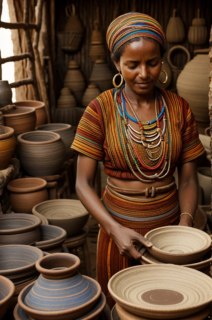 Ethiopian culture and pottery worker