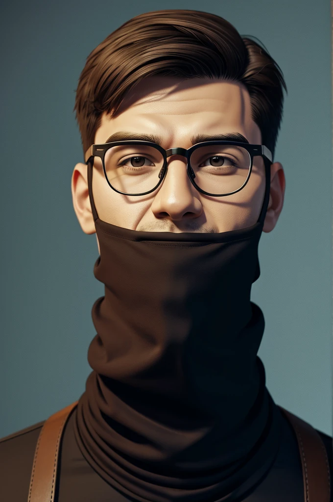 Slim boy with balaclava and glasses animated