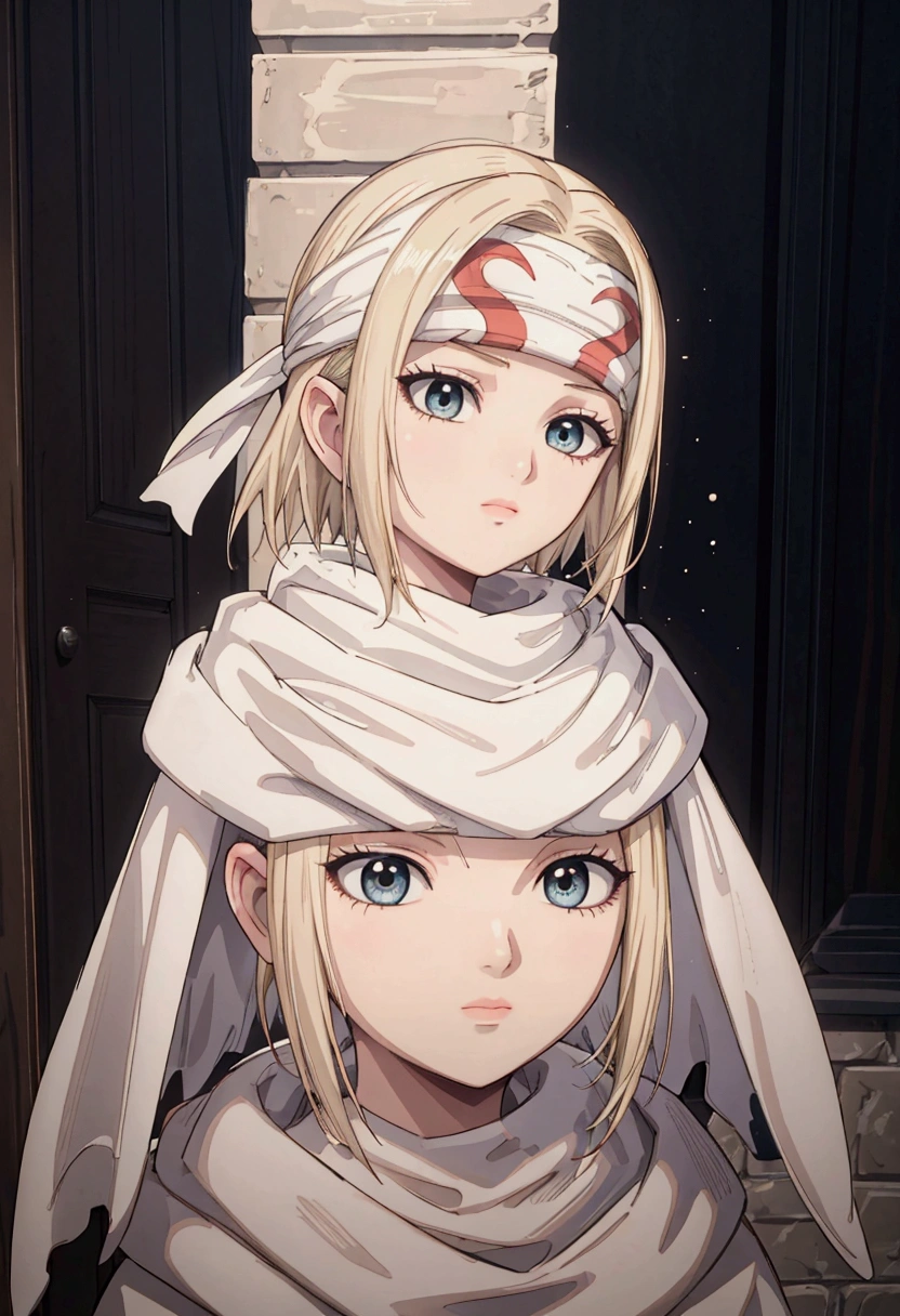 masterpiece), best quality, high resolution blonde 1girl bob cut medium hair standing alone cowl headband profile image looking at viewer beautiful eyes beautiful face extremely detailed