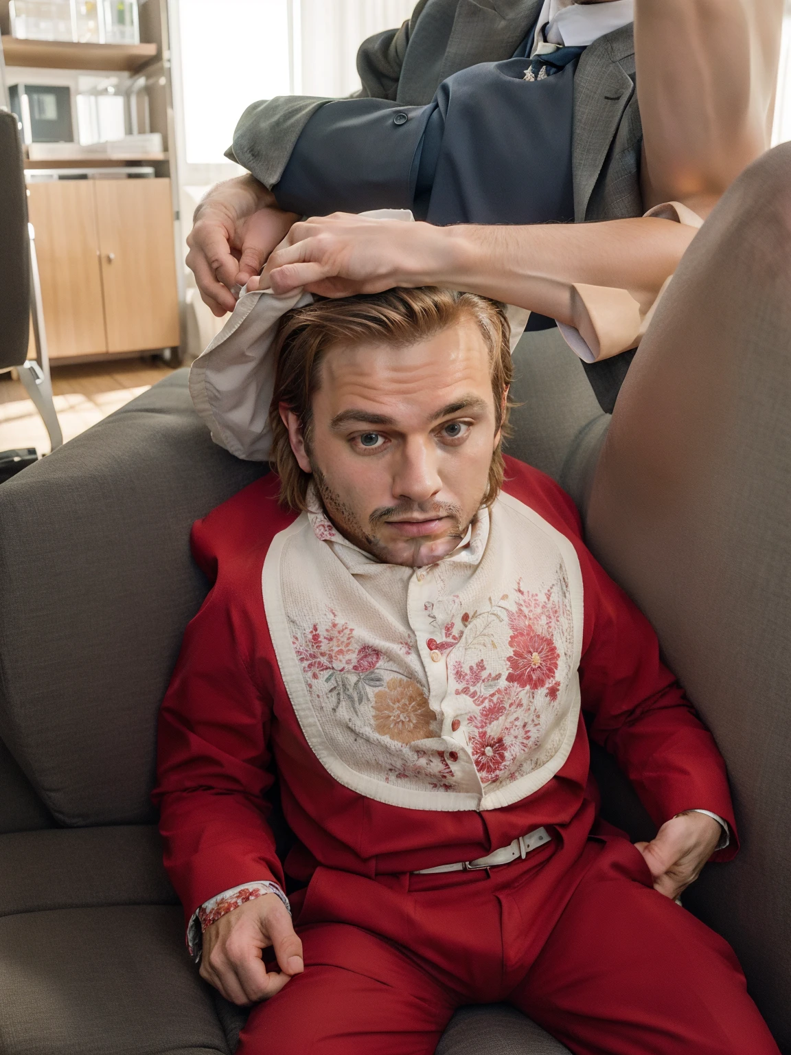 Masterpiece artwork, best quality, a 29 year old man in a suit and tie