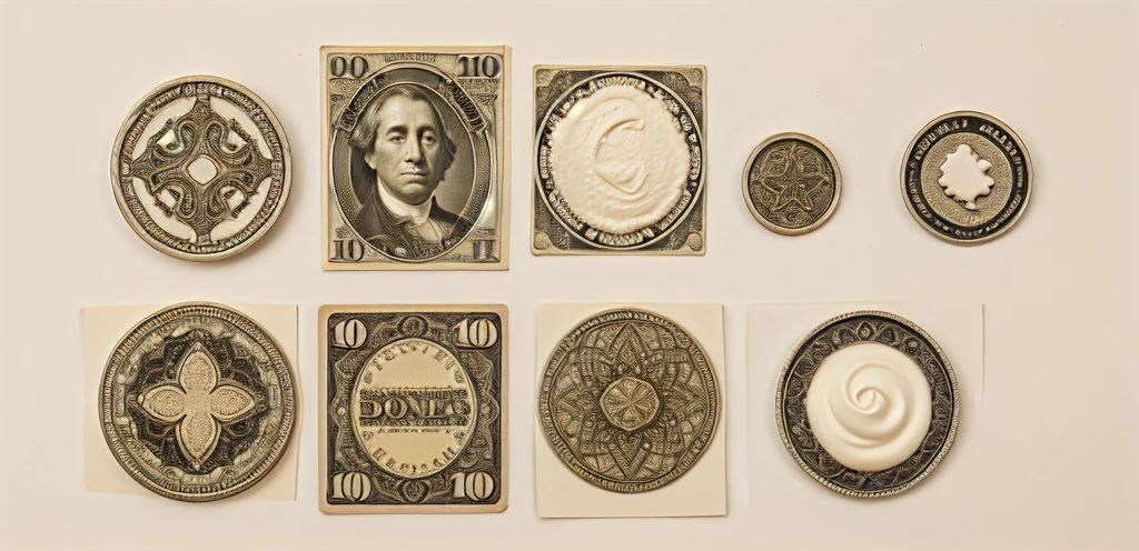 Cream + Ivory colored background with barely visible popular currency icons spread around randomly of different shapes and sizes