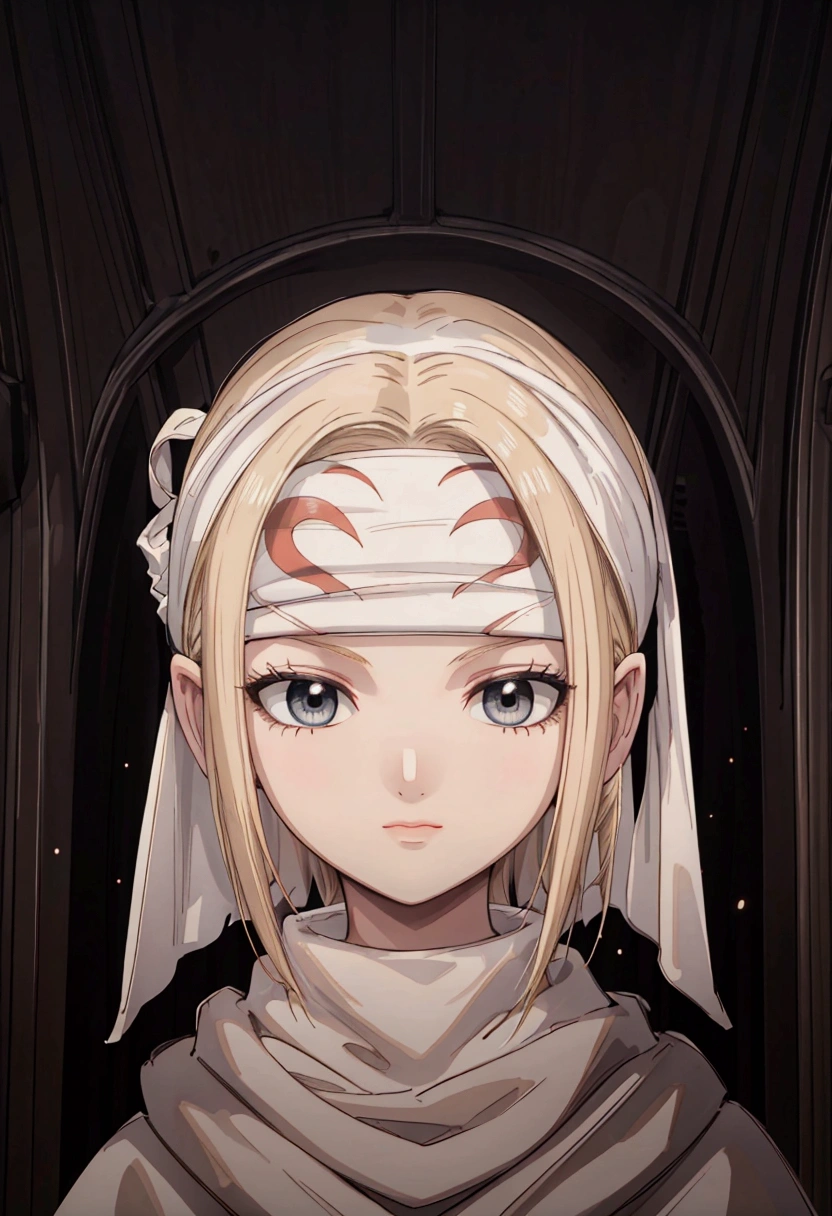 masterpiece), best quality, high resolution blonde 1girl bob cut medium hair standing alone cowl headband profile image looking at viewer beautiful eyes beautiful face extremely detailed