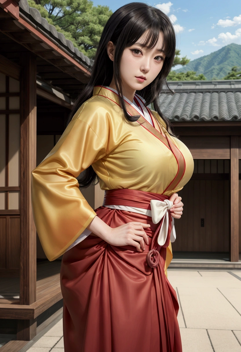 a woman in a kimono outfit standing in front of a building, hinata hyuga, anya from spy x family, misato katsuragi, nishimiya shouko, in a kimono, harumi, kotegawa yui, shikamimi, in kimono, omina tachibana, mai yoneyama, katsura masakazu, sakimi chan
