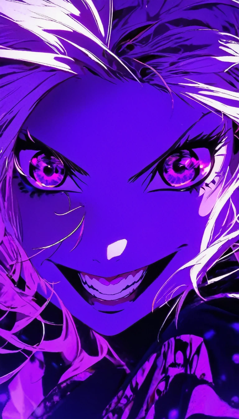 1girl, female gojo satoru, anime screencap from jujutsu kaisen, gojo satoru female version, solo, long_hair, ((purple eyes)) ((White_hair, hair over ear from one side))((slicked hair)) , night view, (hanging breasts) upper_body, smile, indoors, book, lips, (long hair) ((wearing black colour outfit, glossy)) breast, "very detailed and high resolution" (purple eyes) ((solo)) (((front view))) (earings) ((high resolution)) ((good quality)) ((silky hair, hair over ear from one side))((hair slicked)) ((shy))