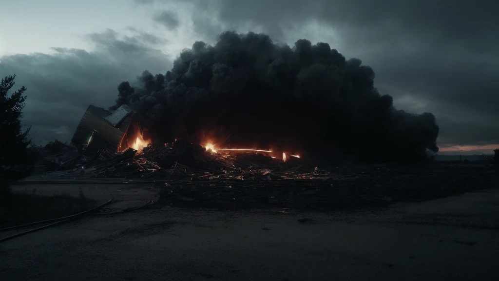 Simulate a burning senarium, Put ashes and fumes in this image, The focus is to simulate deforestation