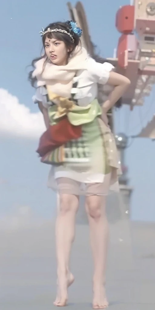 angry，Beauty，Barefoot，Hands on hips