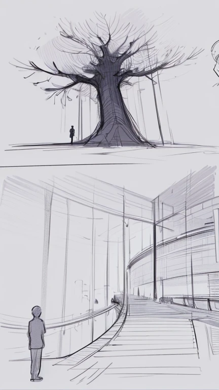 a man and a woman standing next to each other a bikini girl down a street, rough abstract sketch, sketch of a lucid dream, rough sketch, scribble sketch, detailed but rough, old sketch, impressionist drawing, sketched 4k, drawn with photoshop, black ink rough sketch, inspired by Matthijs Maris, line sketch, loosely drawn, A black and white sketch of a landscape featuring two large, abstractly drawn trees, a body of water, and several rectangular structures. There are indistinct, looped lines possibly representing clouds in the sky. The sketch is rough with visible, overlapping lines creating an overall impressionistic scene, sketch of an ocean in ms paint, scribble sketch, sketch of oculus rift, black ink rough sketch, quick sketch, sketchy expressive linework, abstract sketches, sketched 4k, concept sketch, scribbled, weird scribbles, inspired by Jakob Gauermann, concept art sketch, inspired by Frank Auerbach, drawn in microsoft paint, concept drawing