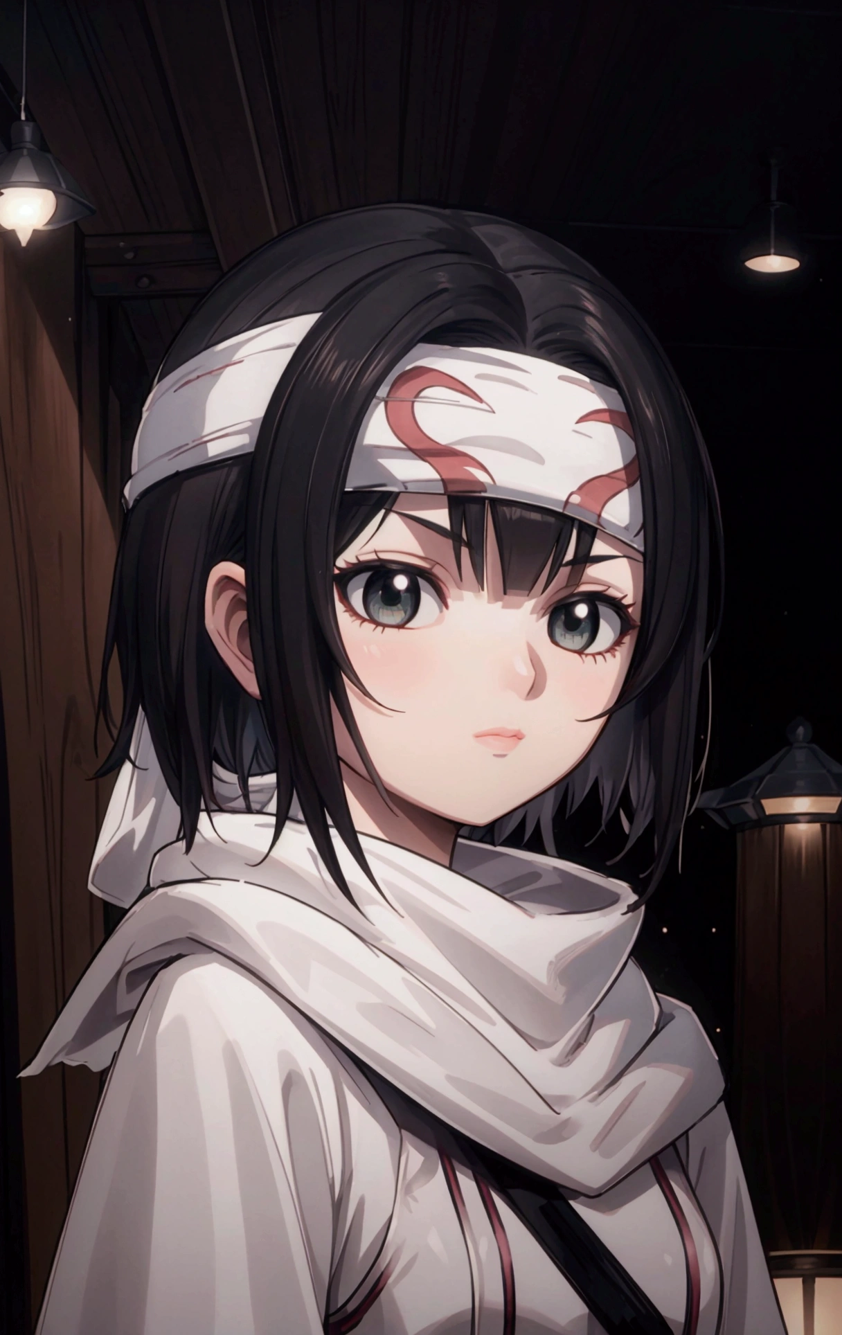 masterpiece), best quality, high resolution Mikoto Misaka  Character1girl bob cut medium hair standing alone cowl headband profile image looking at viewer beautiful eyes beautiful face extremely detailed