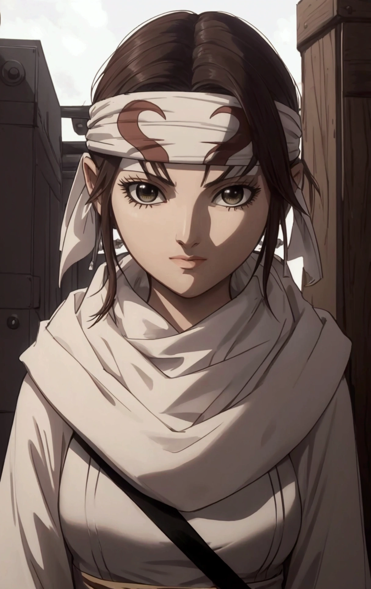 masterpiece), best quality, high resolution Mikoto Misaka Character1girl bob cut medium hair standing alone cowl headband profile image looking at viewer beautiful eyes beautiful face extremely detailed