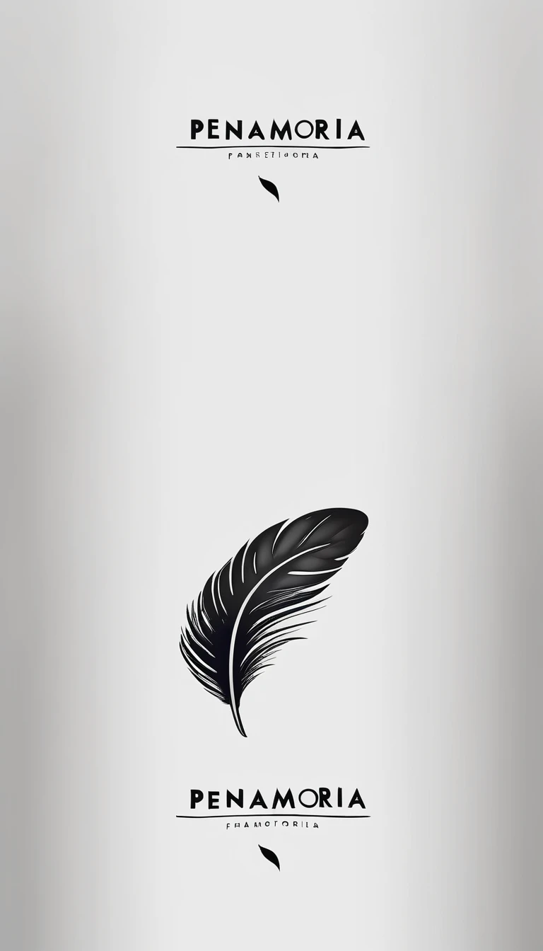 A minimal, modern, simple, cinematic logo design for the brand “Penamemoria". Create a modern, minimalistic, high-quality, masterpiece, fantastic, poetic feather that symbolizes dreams and stories.