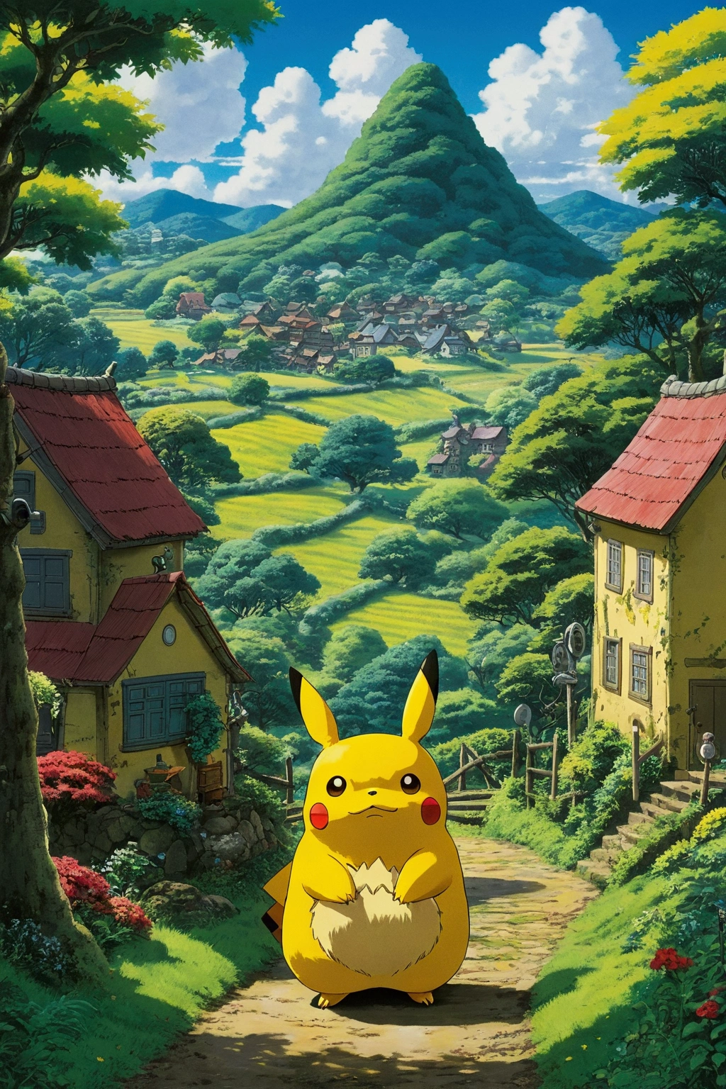 Ghibli　countryside　My Neighbor Totoro　Pikachu