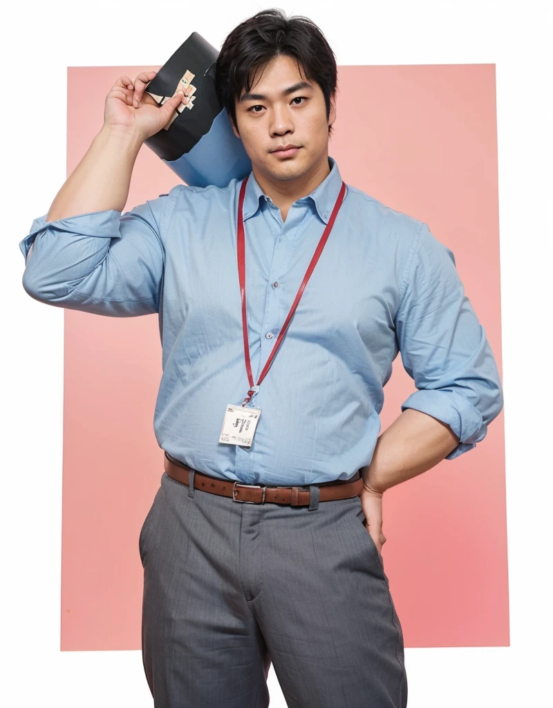 A man of Japanese descent with big, handsome eyes and a fat, bloated body