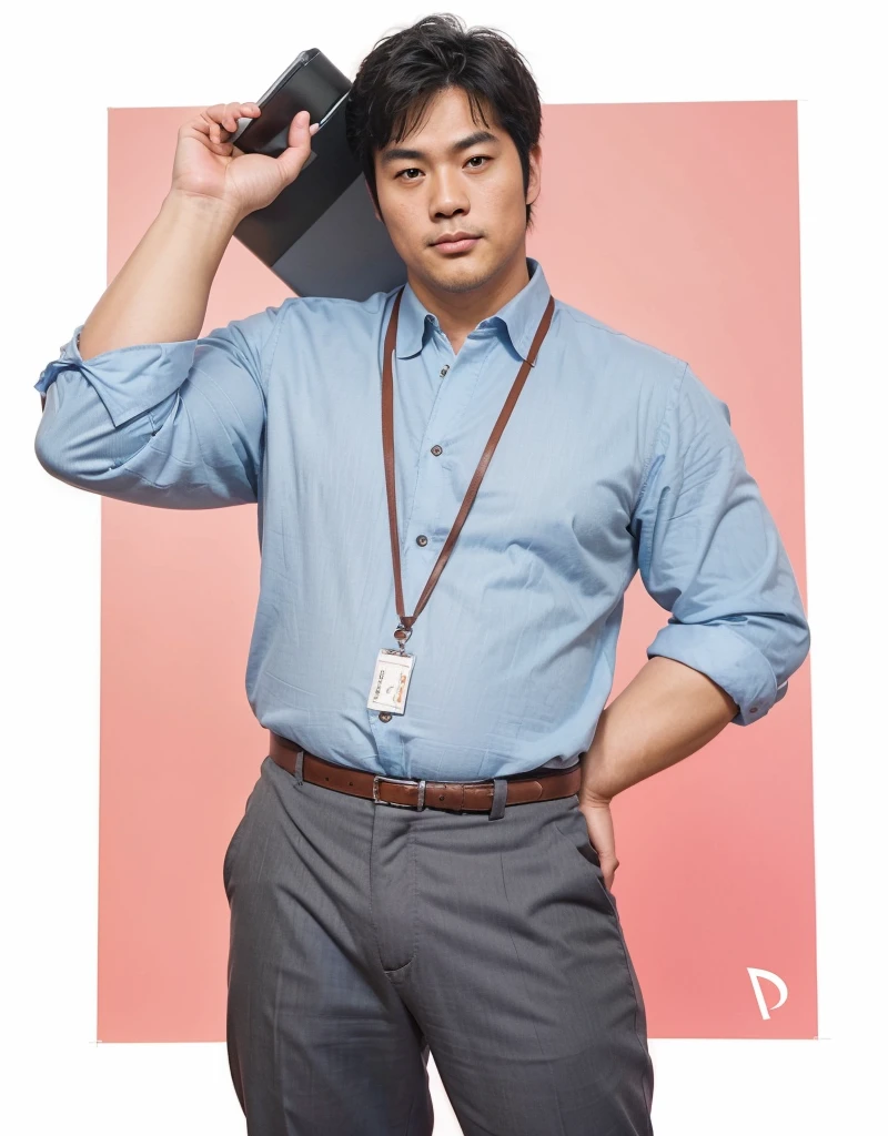 A man of Japanese descent with big, handsome eyes and a fat, bloated body