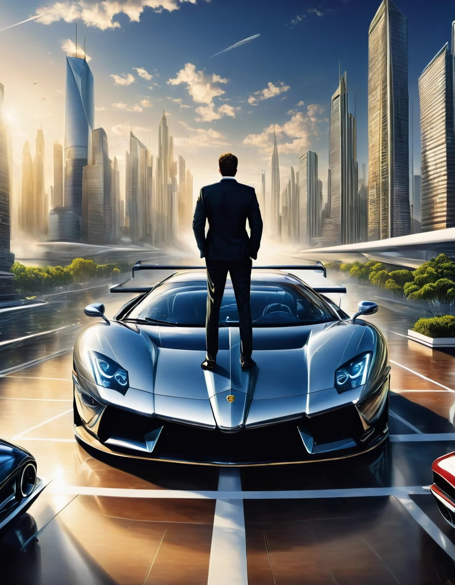 Mans dream about success, detailed, HD