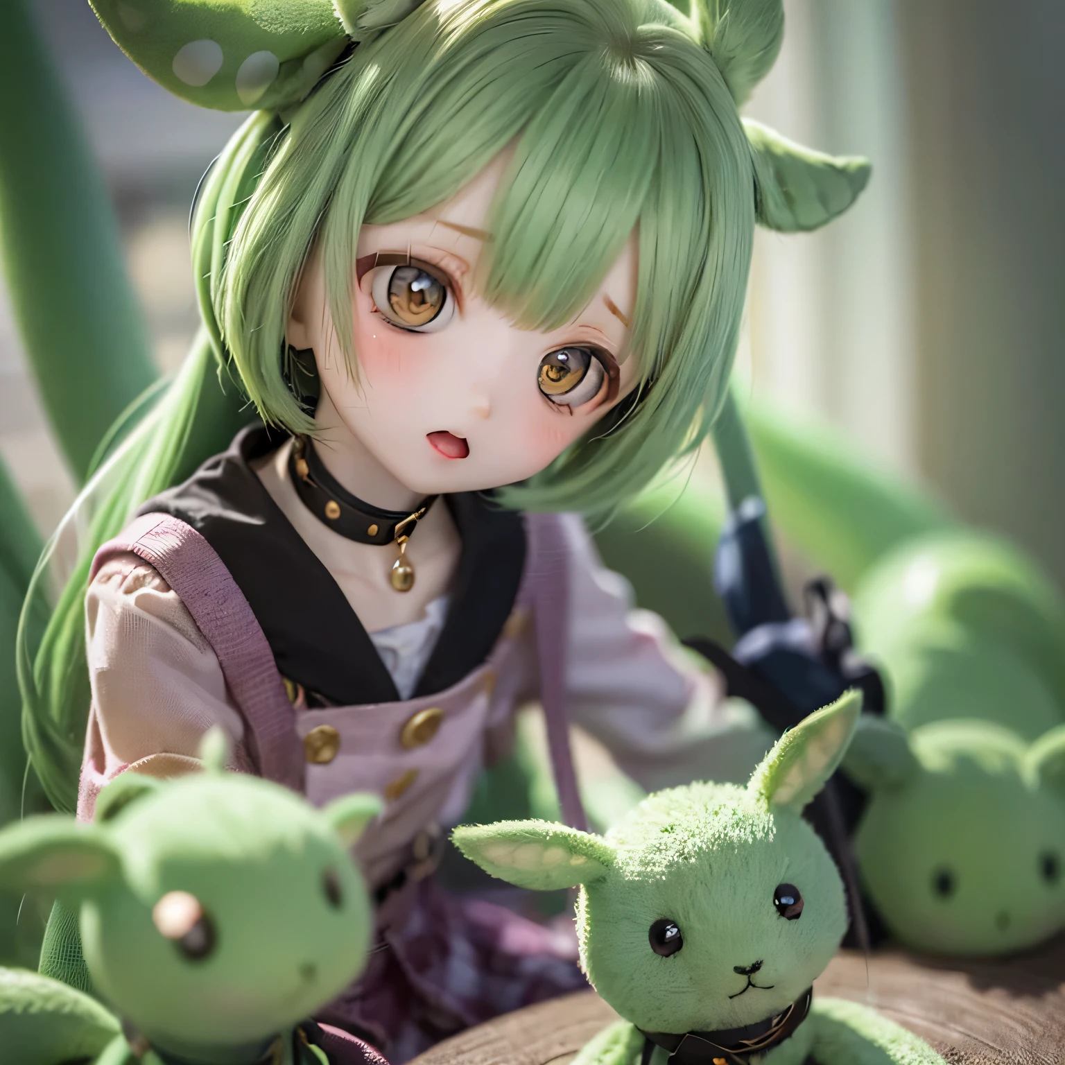 Cheeky Green Haired Zundamon(((((In the form of a child)))))Eat sweets
