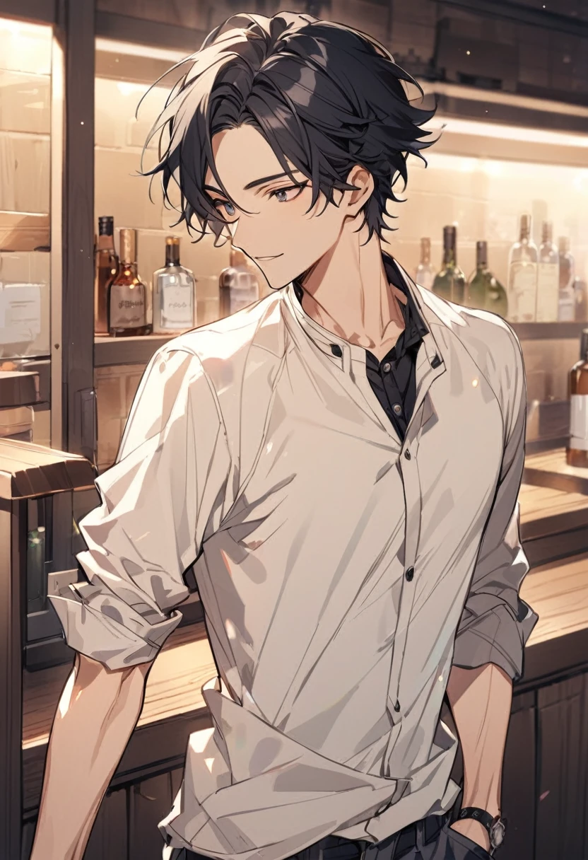 male character, with black hair, casual clothes