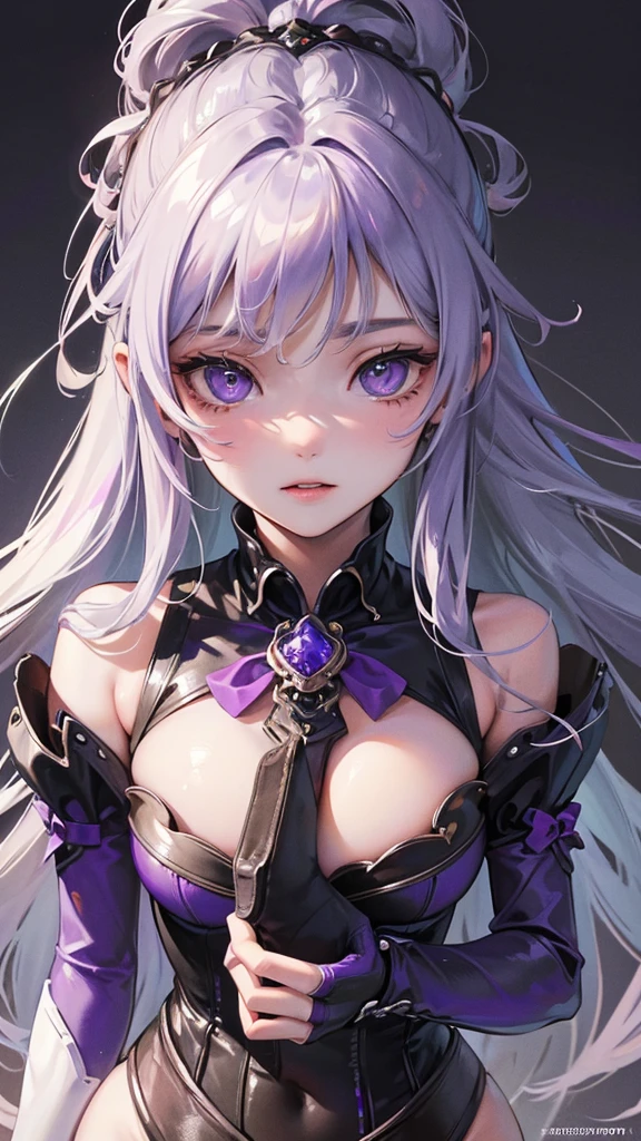 (Top resolution、Distinct_image)top-quality、A girl、masterpiece、highly detailed, half body, Semi-realistic、purple eyes 、26year old, silver hair,young 、Exquisite facial features、Facial features ,variation potrait, long hairstyles, age, cool , cold sharp eyes, An expression of despair., lifeless eyes, blood on face, , {Very detailed 8k CG unit wallpaper}, Elagent, gorgeous
Mommy type , plump body curves, big breasts