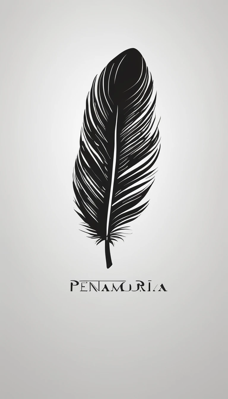 A minimal, modern, simple, cinematic logo design for the brand “Penamemoria". Create a modern, minimalistic, high-quality, logo of a boy-feather
