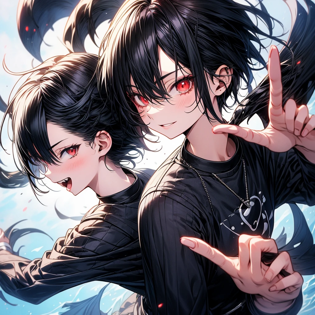 Shizune from Naruto black shirt hair with black eyes