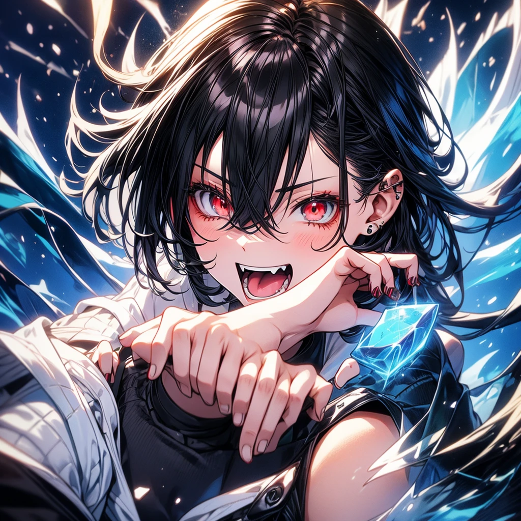 Shizune from Naruto black shirt hair with black eyes