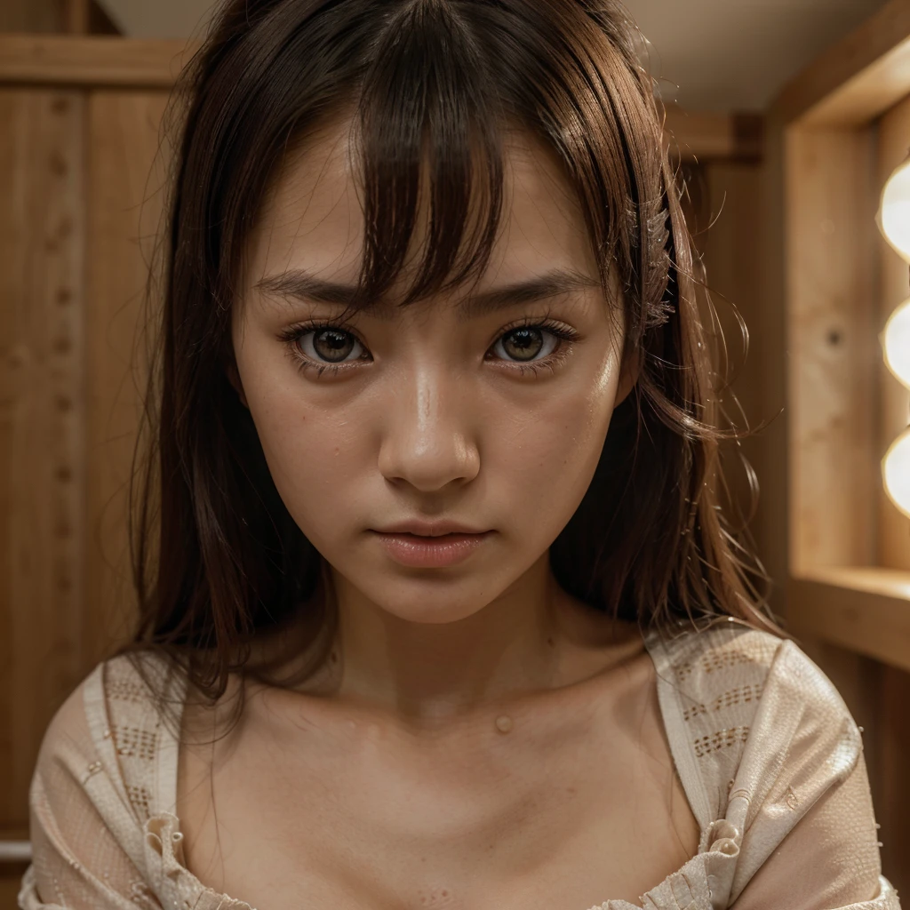 best quality, face focus, soft light, ultra high res, (photorealistic:1.4), RAW photo,
1japanese girl, solo, cute, (pupil, lights in the eyes), detailed beautiful face, (small chest),(high resolution detail of human skin texture),
(long hair),
indoor,
Damask Shirt Dress,
(portrait)