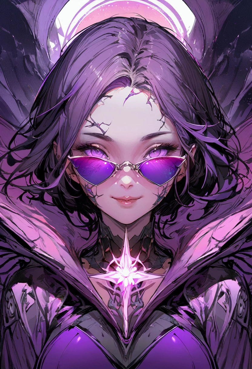 happy girl, centered, looking at the camera, approaching perfection, dynamic, shades of purple, highly detailed, digital painting, art station, concept art, smooth, sharp focus, illustration, art by Carne Griffiths and Wadim Kashin, detailed face, 4k