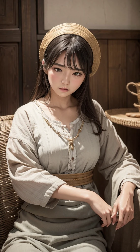 (Too realistic)、ancient peasant woman、Women's agriculture、(Wear light-colored cloth)、gigantism Beauty High image quality high resolution realistic、Blonde、Blonde woman in、A MILF with a perfect body、Middle-aged woman、((big big))、The texture of the skin is fine.、超high resolution、Wear light-colored cloth、realistic、seductive figure、smile、Middle-aged beauty、beautiful expression、green eyes details、long soft hair、smile、The texture is very delicate and fine.、45 ancient peasant women、((In the village square))、Women's agriculture、large cleavage、large open neck、big red lips、(Wear light-colored cloth)、Thin body、small waist、mannequin