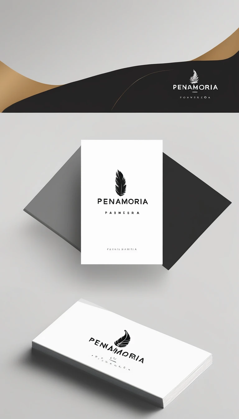 A minimal, modern, simple, cinematic logo design for the brand “Penamemoria". Create a modern, minimalistic, high-quality, logo of a boy-feather