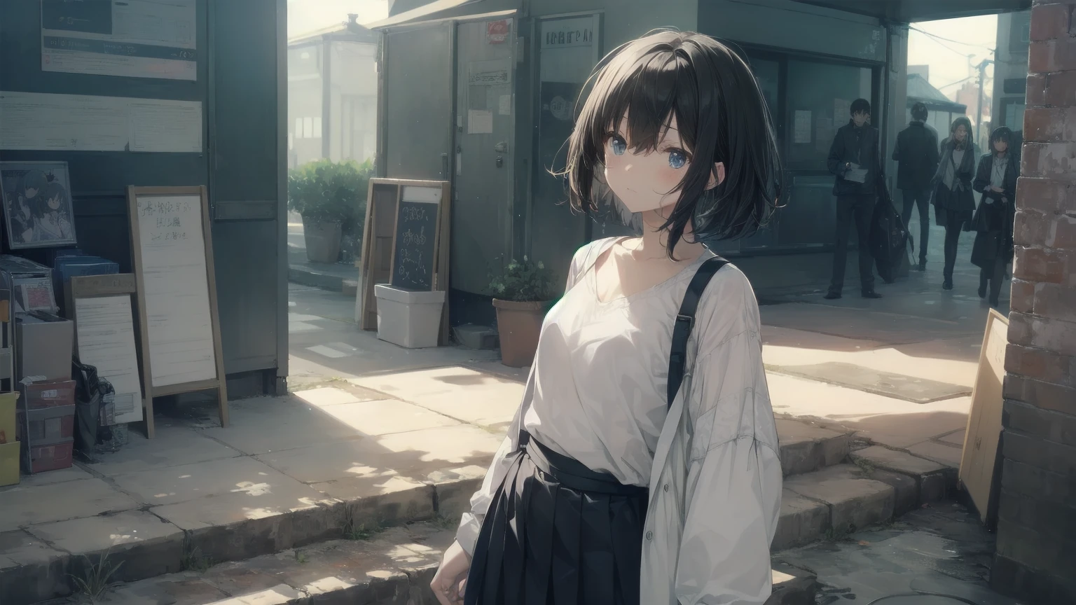 Super high quality by Art God, Super detailed, High resolution, Anime Moe Art Style, Best Anime 8K Konachan Wallpaper, pixiv Contest Winner, Perfect Anatomy, break,(Please draw a girl walking sleepily to school.. ),break, One girl, (alone,change,,13 years old:1.3),Complete limbs, Full Finger,, The charm of androgyny, (Very short hair), Sleeping hair, Messy Hair, Flat Chest, Small Ass, between legs, Small eyes,Beautiful and exquisite black eyes, Well-proportioned iris and pupil, Disgusted Eyes, High resolutionの詳細な髪, , skirt, School zone. break,Highly detailed skin, Best lighting by famous artists, 8k, figure,