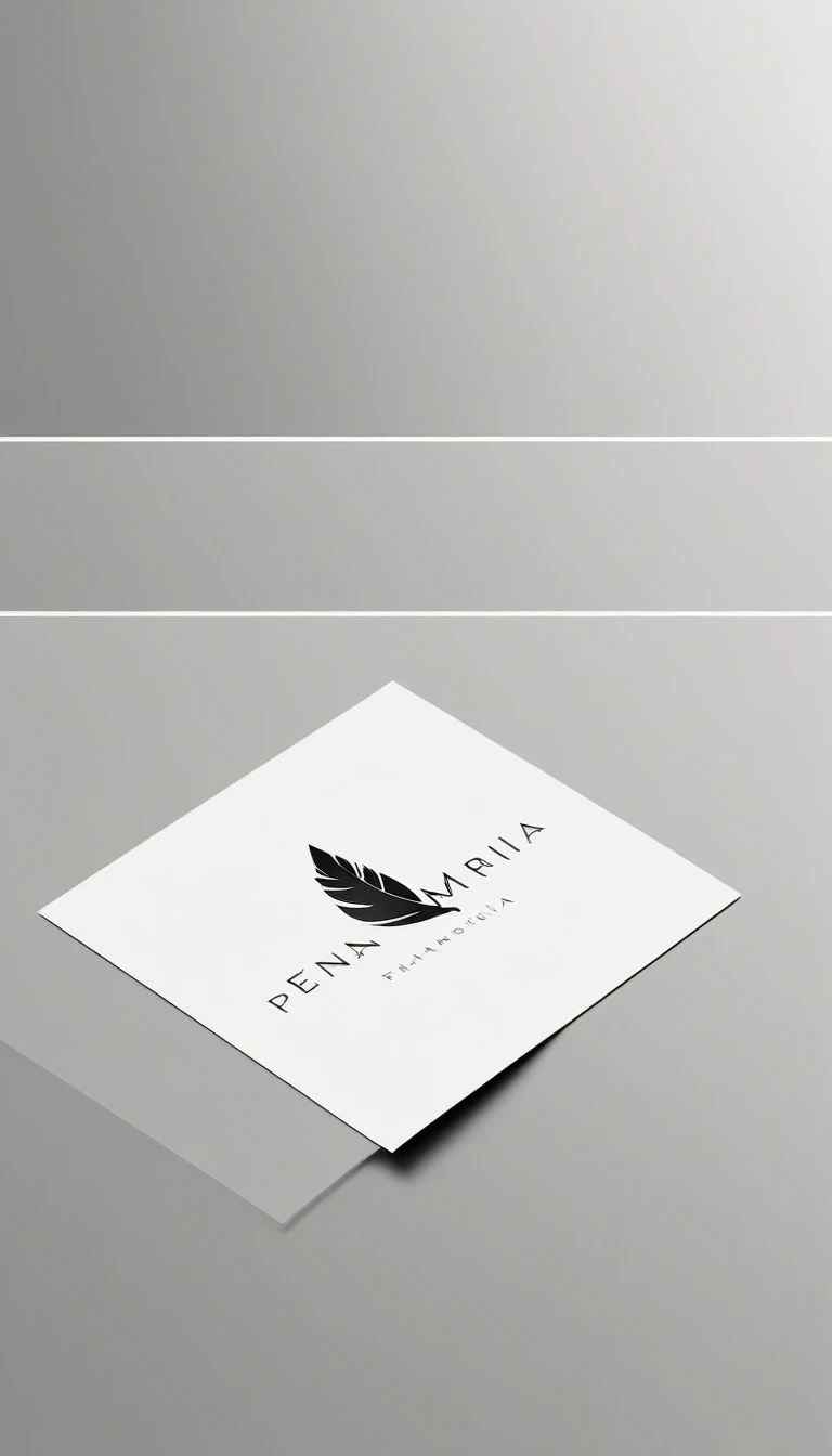 A minimal, modern, simple, cinematic logo design for the brand “Penamemoria". Create a modern, minimalistic, high-quality, logo of a feather-bird