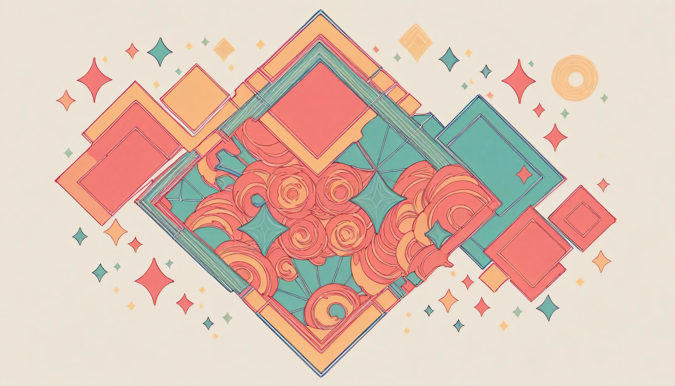 Capture high-resolution images of intricate geometric shapes and patterns in vibrant, contrasting colors for modern digital wallpapers.