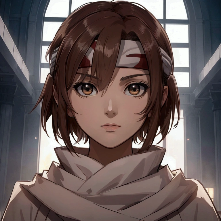 masterpiece), best quality, high resolution Mikoto Misaka Character1girl bob cut medium hair standing alone cowl headband profile image looking at viewer beautiful eyes beautiful face extremely detailed