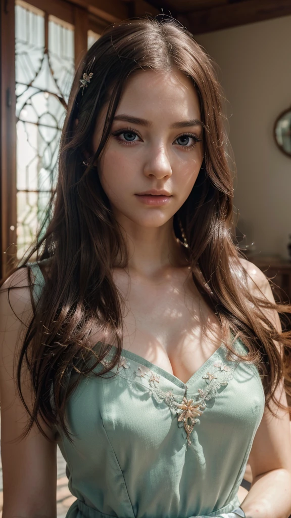 a beautiful anime girl, detailed beautiful face, beautiful detailed eyes, beautiful detailed lips, beautiful long eyelashes, detailed facial features, delicate porcelain skin, long flowing hair, (best quality,4k,8k,highres,masterpiece:1.2),ultra-detailed,(realistic,photorealistic,photo-realistic:1.37),vibrant colors, natural lighting, intricate background details, elegant pose, whimsical fantasy setting, ethereal atmosphere