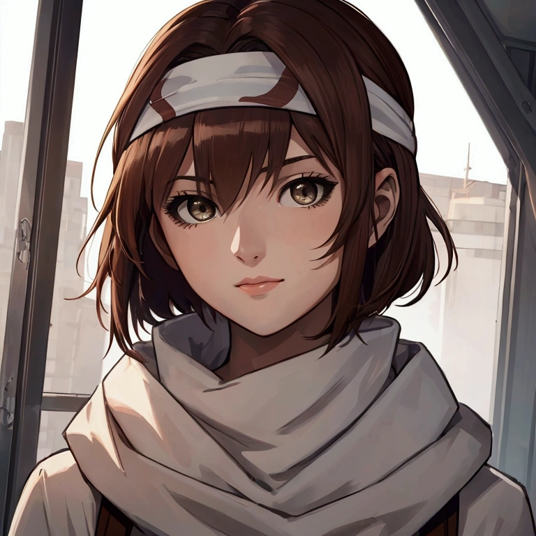 masterpiece), best quality, high resolution Mikoto Misaka Character1girl bob cut medium hair standing alone cowl headband profile image looking at viewer beautiful eyes beautiful face extremely detailed