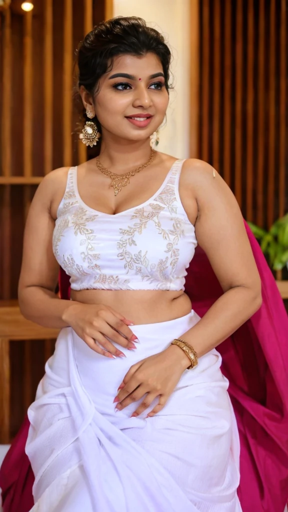 desi aunty  white V-Neck Sleeveless Bralette 