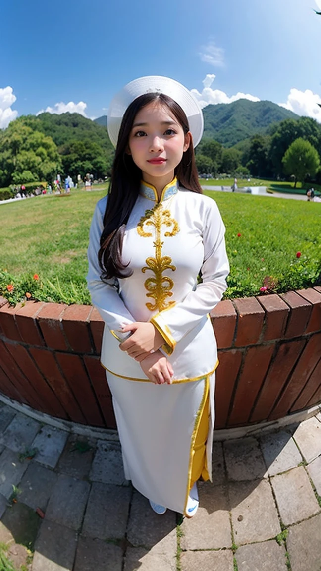 Vietnam,National costume,Ao Dai,Fisheye Lens,Low - Angle,Wet skew,girl