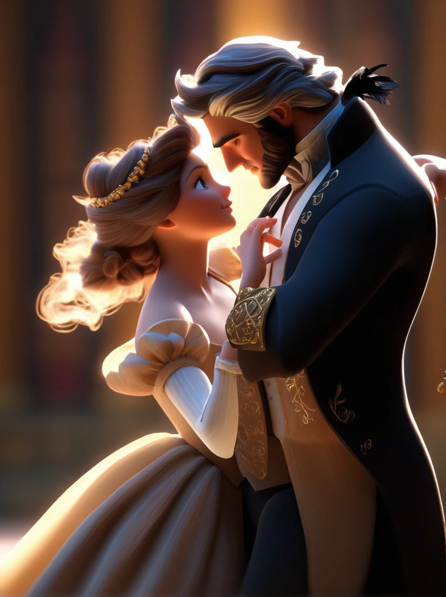 (Realistic),masterpiece,best quality,cinematic lighting,natural shadow,highest detail,professional photography,detailed background,depth of field,insane details,intricate,aesthetic,subsurface scattering,dynamic angle,
couple,a man and a woman,playing an ancient musical instrument,attractive Regency England romance couple embracing in a ballroom,Blythe doll,in the style of eve ventrue,cartooncore,mangacore,glistening skin,natural lighting,