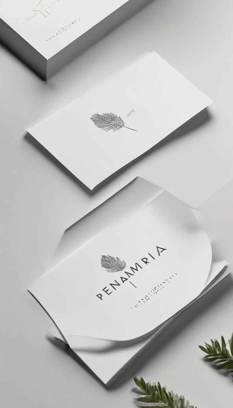 A minimal, modern, simple, cinematic logo design for the brand “Penamemoria". Create a modern, memorable, unique, minimalistic, high-quality, logo of a dreamy, fantastic, poetic, masterpiece feather.