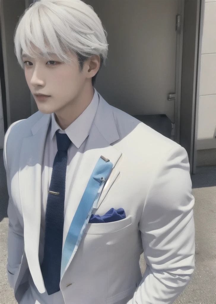 1boy,head, white suit,