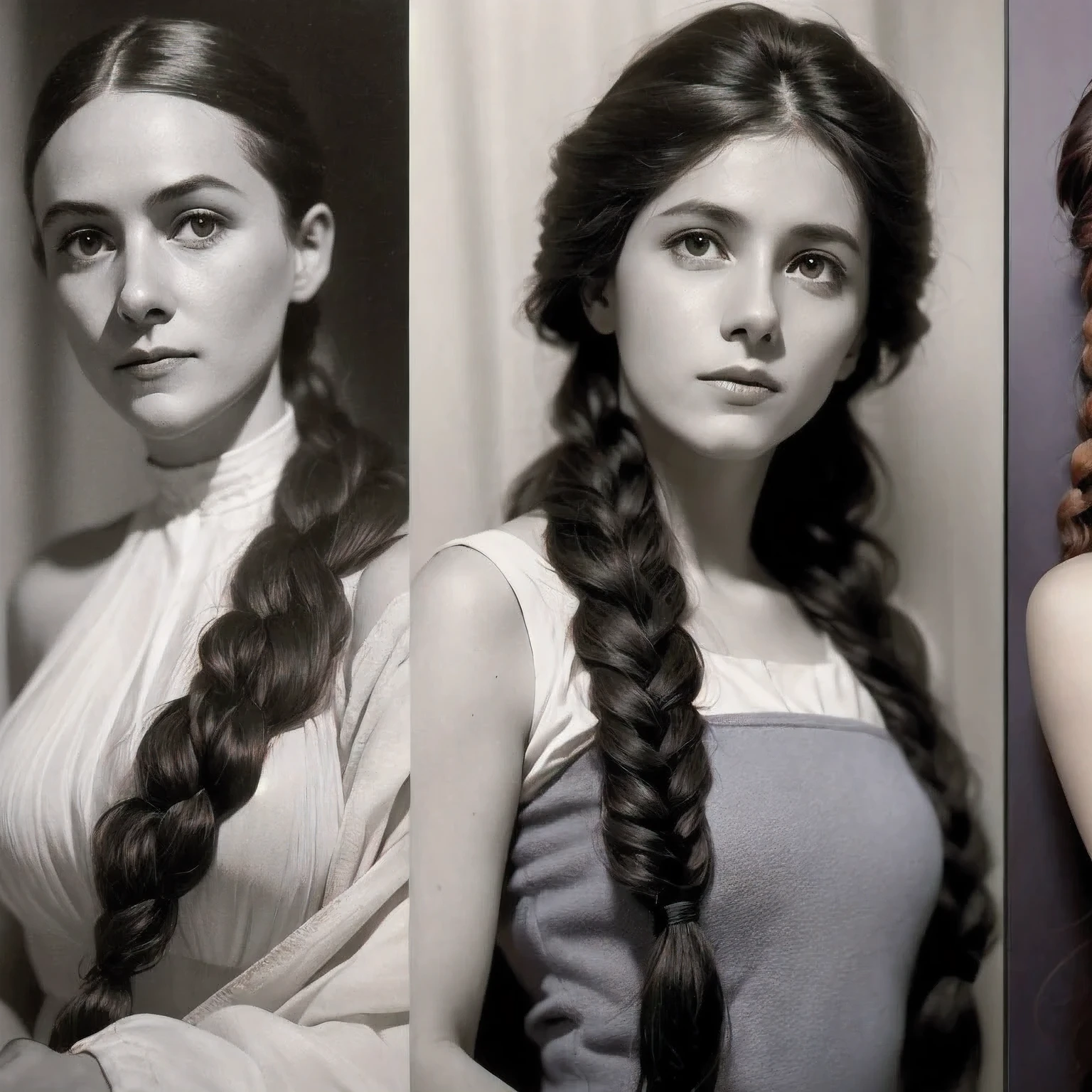 arafed photo of a woman with a braid in her hair, in her early 20s, maria fortuny, marianne collins, nadezhda tikhomirova, photo of young woman, leonora karrington, maria panfilova, anna kovalevskaya, anastasia ovchinnikova, lola dupre, e. h. beatrice blue