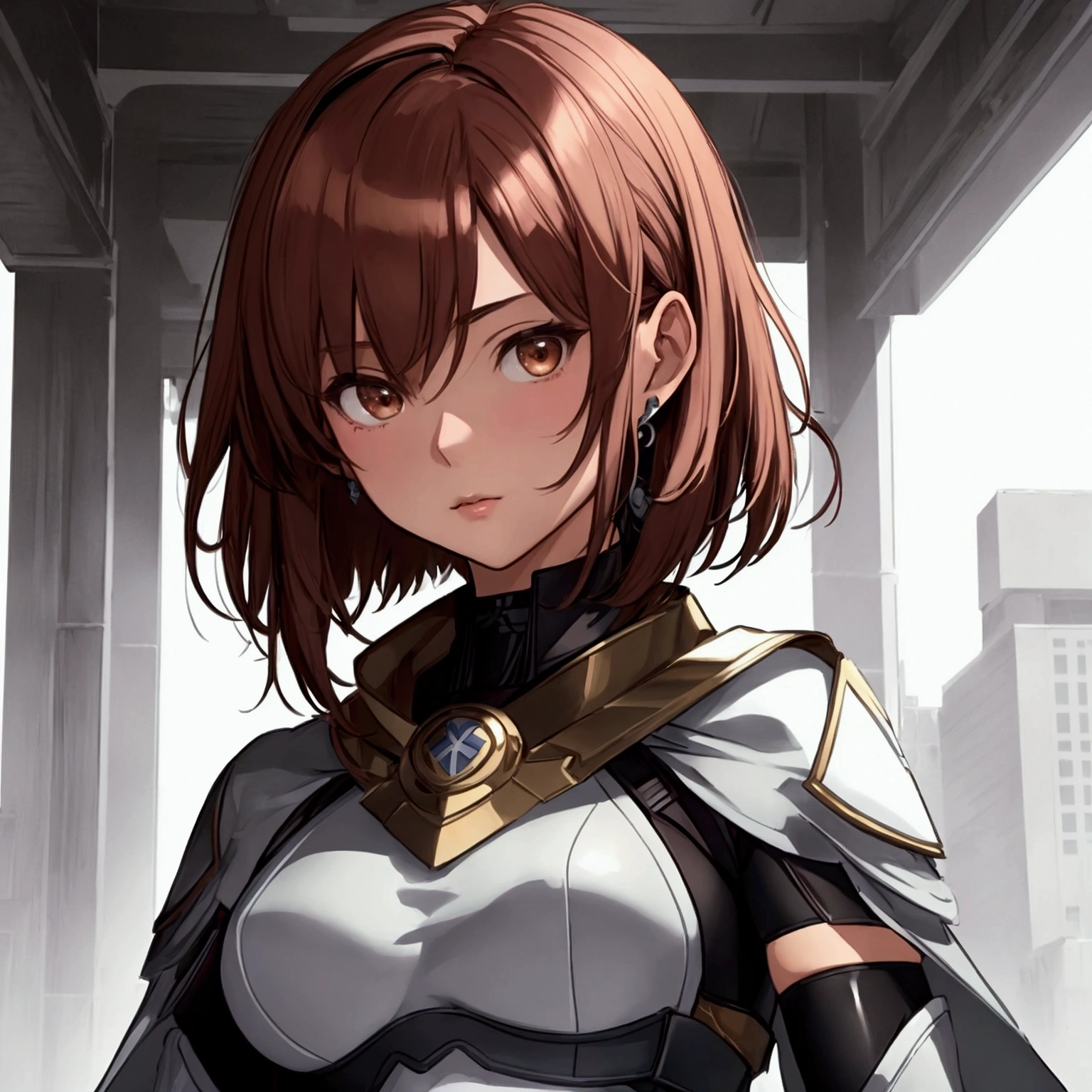 masterpiece), best quality, high resolution Mikoto Misaka  Character1girl bob cut medium hair standing alone cowl headband profile image looking at viewer beautiful eyes beautiful face extremely detailed