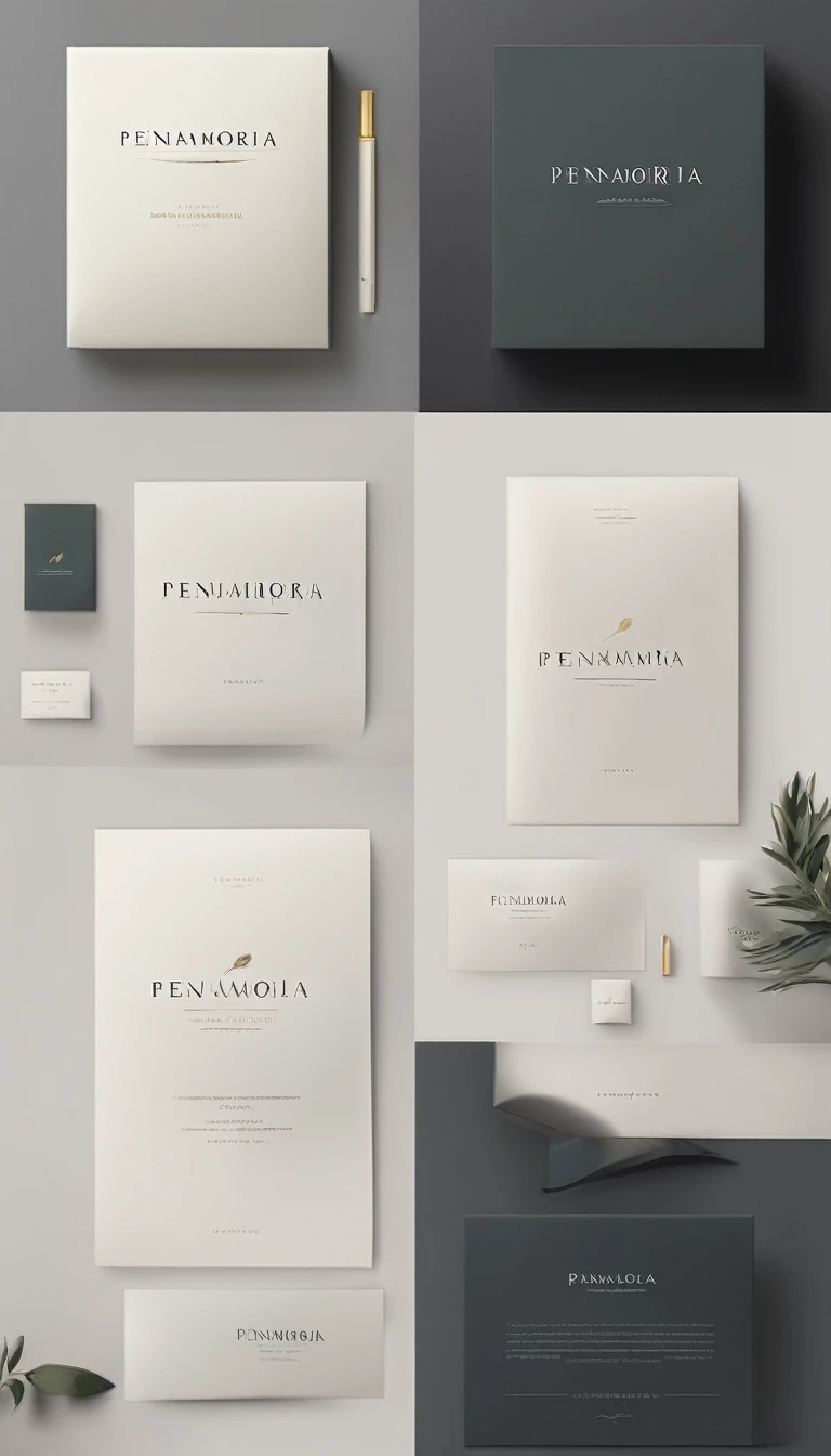A minimal, modern, simple, cinematic logo design for the brand “Penamemoria". Create a modern, minimalistic, high-quality, logo of a dreamy. fantastic, poetic, masterpiece feather of Memories
