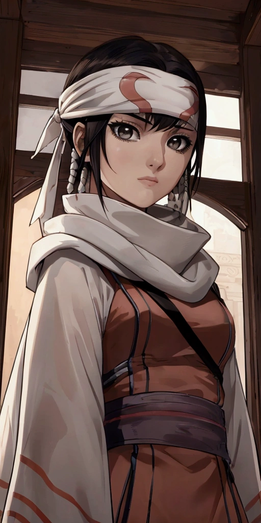 masterpiece), best quality, high resolution Mikoto Misaka Character1girl bob cut medium hair standing alone cowl headband profile image looking at viewer beautiful eyes beautiful face extremely detailed