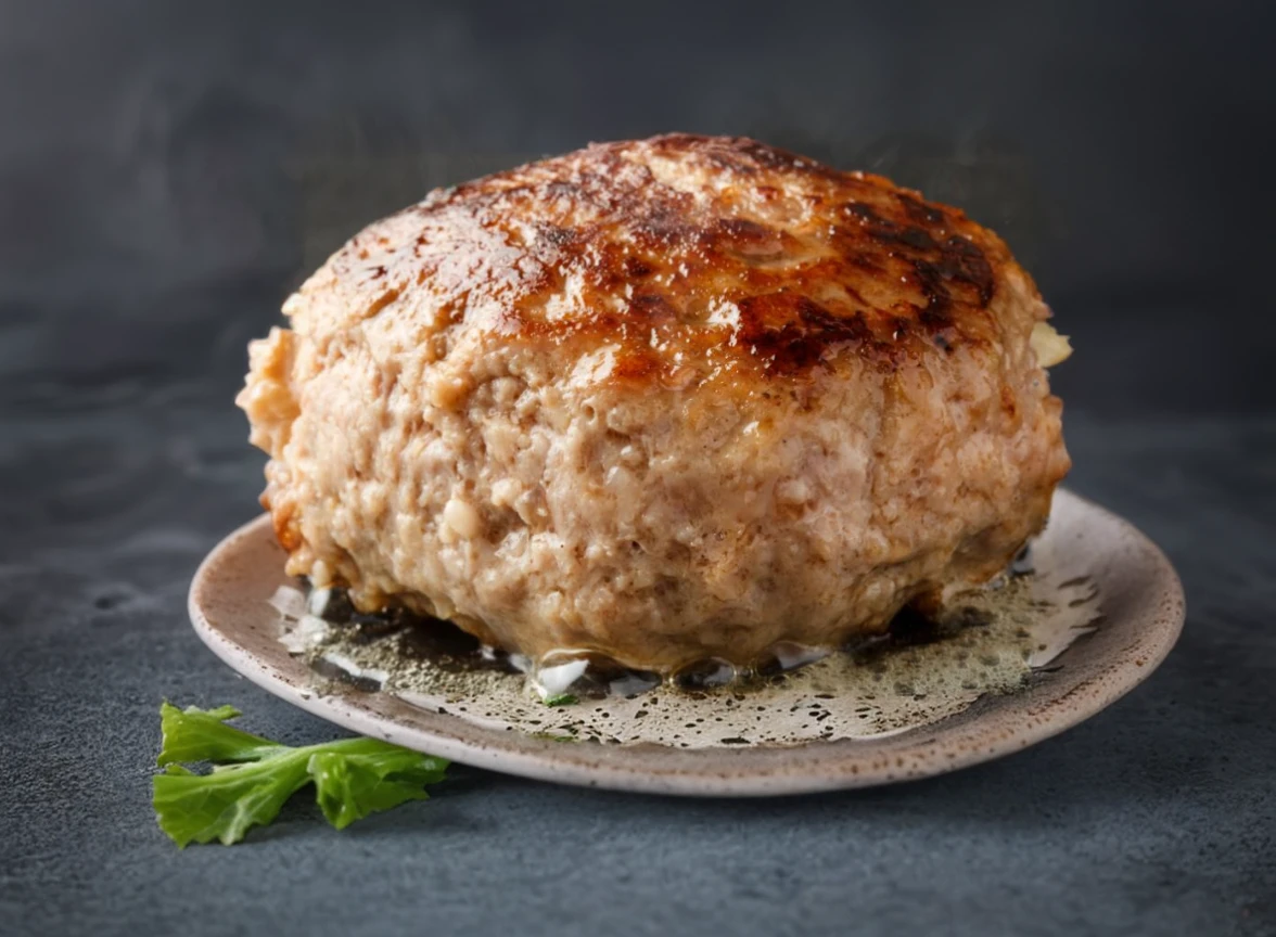 In the center is a picture of a hamburger,Surrounded by black plates,Decorated with green vegetables nearby